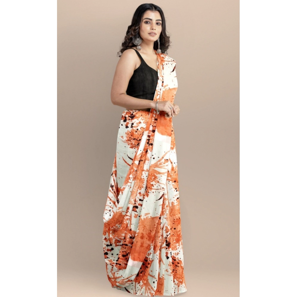 Generic Women's Joya Silk Saree with Blouse (Orange, 5-6 Mtrs) - Image 3