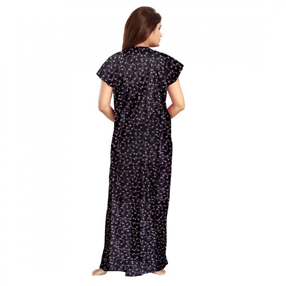 Generic Women's Cotton Printed Maxi Nighty (Grey) - Image 3