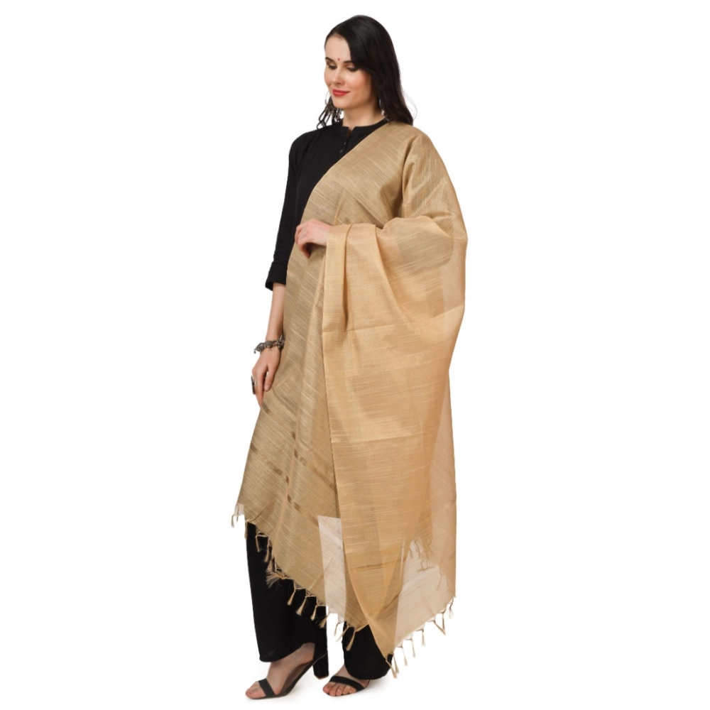 Generic Women's Chanderi Solid Dupatta (Gold, Length: 2.25 to 2.50 Mtr) - Image 5