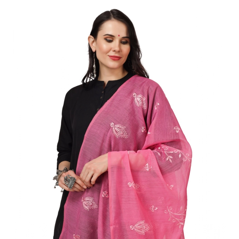 Generic Women's Cotton Embroidered Dupatta (Pink, Length: 2.25 to 2.50 Mtr) - Image 4