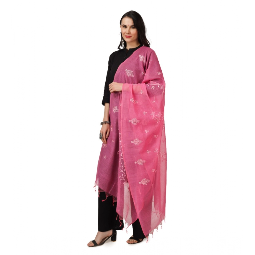 Generic Women's Cotton Embroidered Dupatta (Pink, Length: 2.25 to 2.50 Mtr) - Image 5