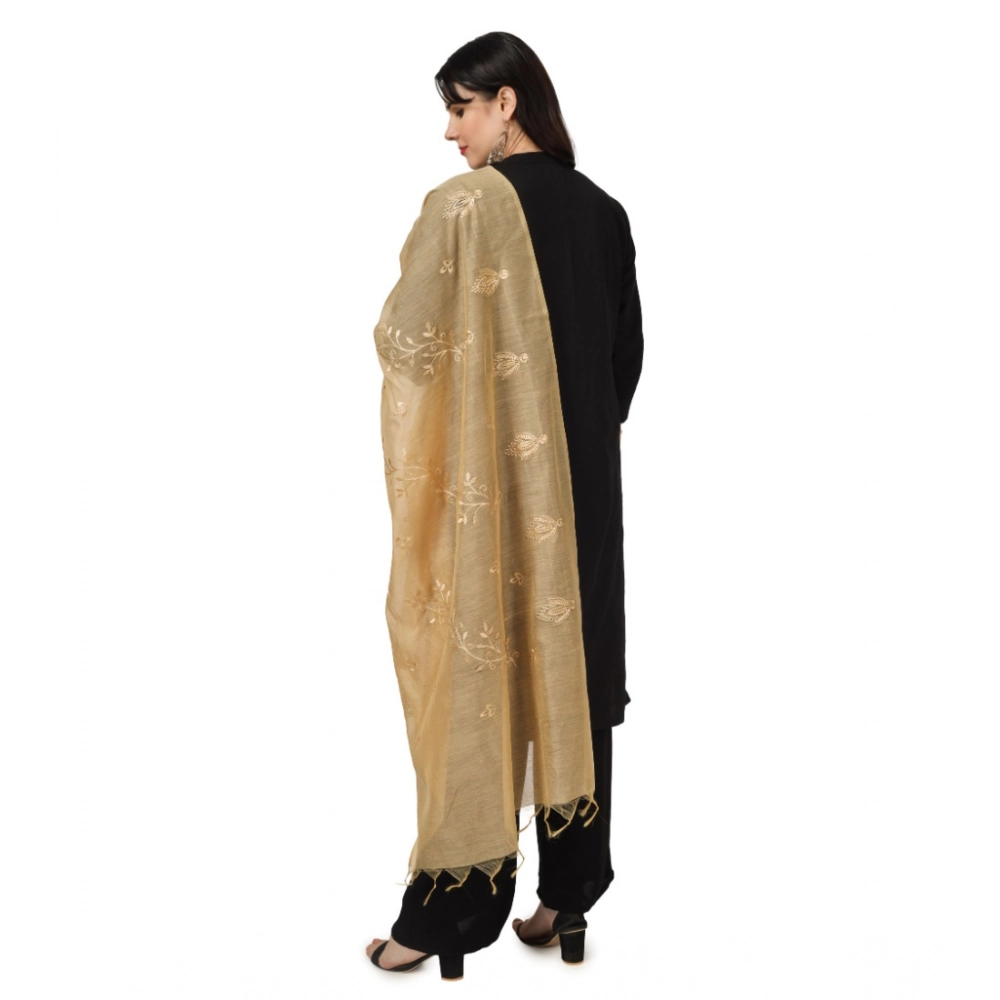 Generic Women's Cotton Embroidered Dupatta (Gold, Length: 2.25 to 2.50 Mtr) - Image 2