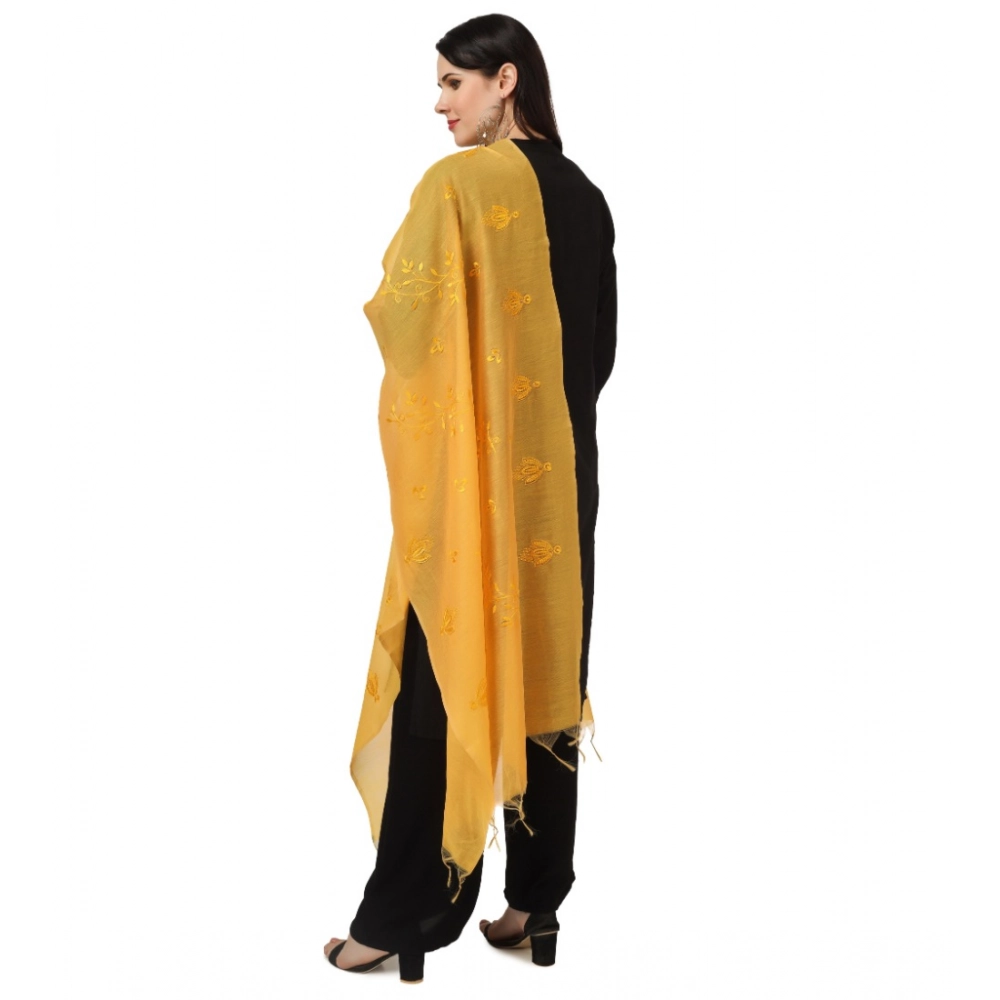 Generic Women's Cotton Embroidered Dupatta (Yellow, Length: 2.25 to 2.50 Mtr) - Image 3