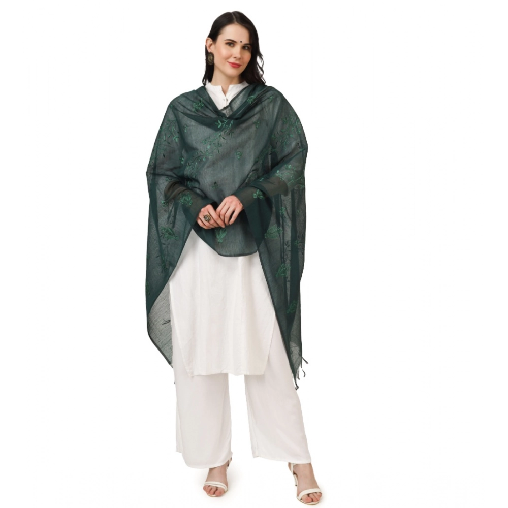 Generic Women's Cotton Embroidered Dupatta (Green, Length: 2.25 to 2.50 Mtr) - Image 2