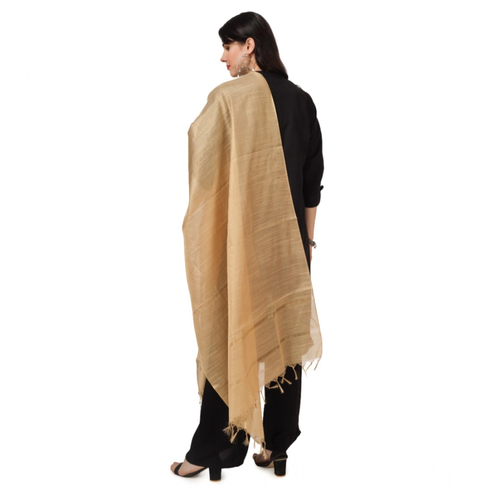Generic Women's Chanderi Solid Dupatta (Gold, Length: 2.25 to 2.50 Mtr) - Image 3