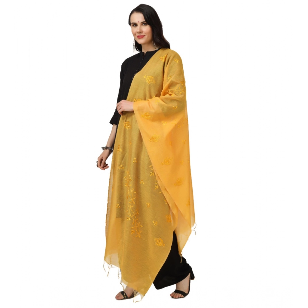 Generic Women's Cotton Embroidered Dupatta (Yellow, Length: 2.25 to 2.50 Mtr) - Image 5