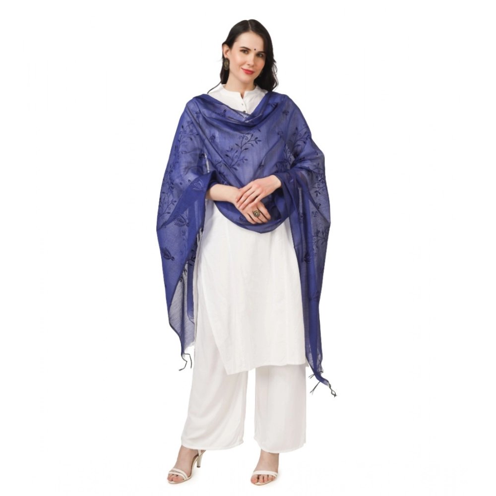 Generic Women's Cotton Embroidered Dupatta (Blue, Length: 2.25 to 2.50 Mtr) - Image 2