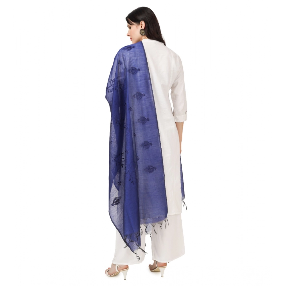 Generic Women's Cotton Embroidered Dupatta (Blue, Length: 2.25 to 2.50 Mtr) - Image 3