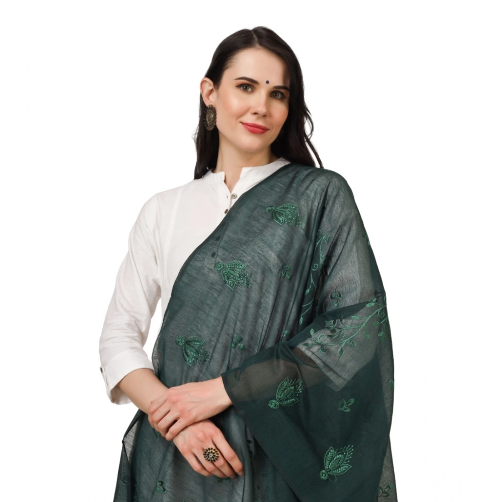 Generic Women's Cotton Embroidered Dupatta (Green, Length: 2.25 to 2.50 Mtr) - Image 4