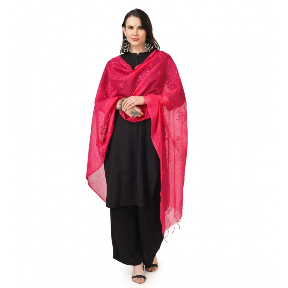 Generic Women's Cotton Embroidered Dupatta (Maroon, Length: 2.25 to 2.50 Mtr) - Image 2