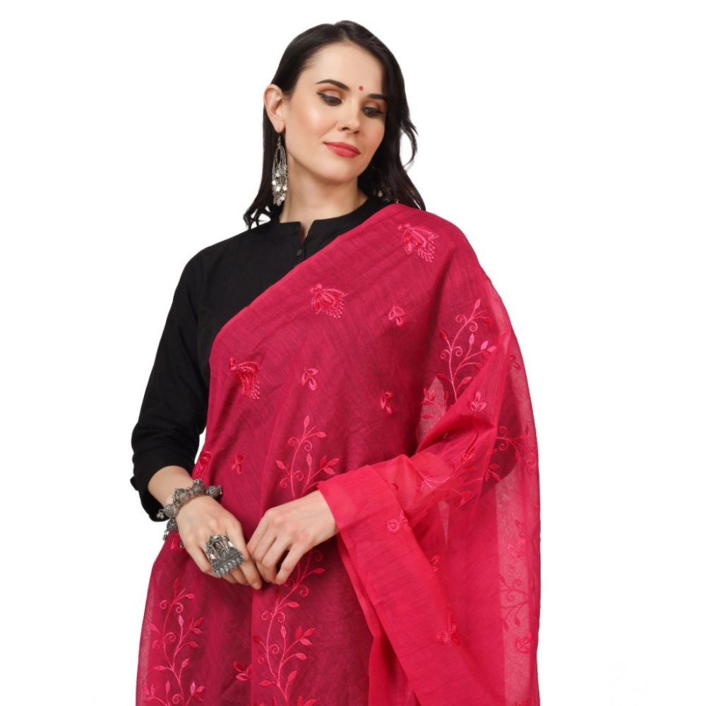 Generic Women's Cotton Embroidered Dupatta (Maroon, Length: 2.25 to 2.50 Mtr) - Image 4