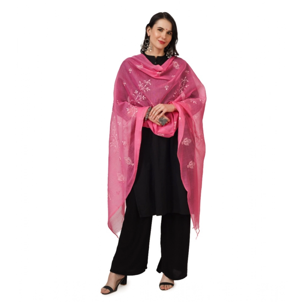 Generic Women's Cotton Embroidered Dupatta (Pink, Length: 2.25 to 2.50 Mtr) - Image 2
