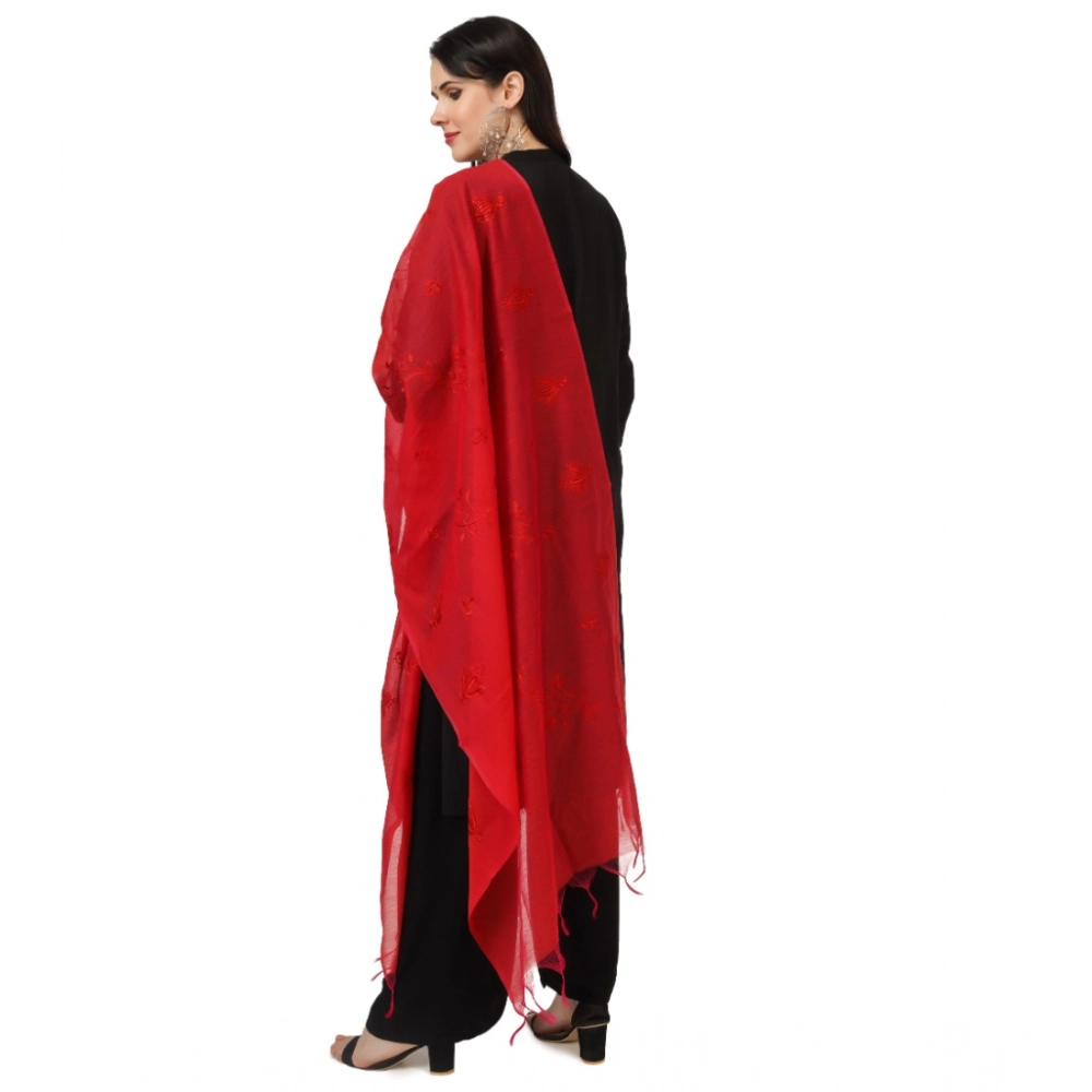 Generic Women's Cotton Embroidered Dupatta (Red, Length: 2.25 to 2.50 Mtr) - Image 5