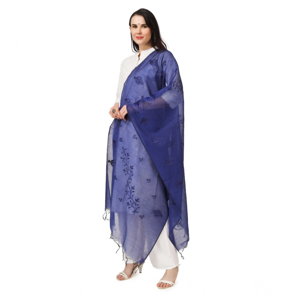 Generic Women's Cotton Embroidered Dupatta (Blue, Length: 2.25 to 2.50 Mtr) - Image 5