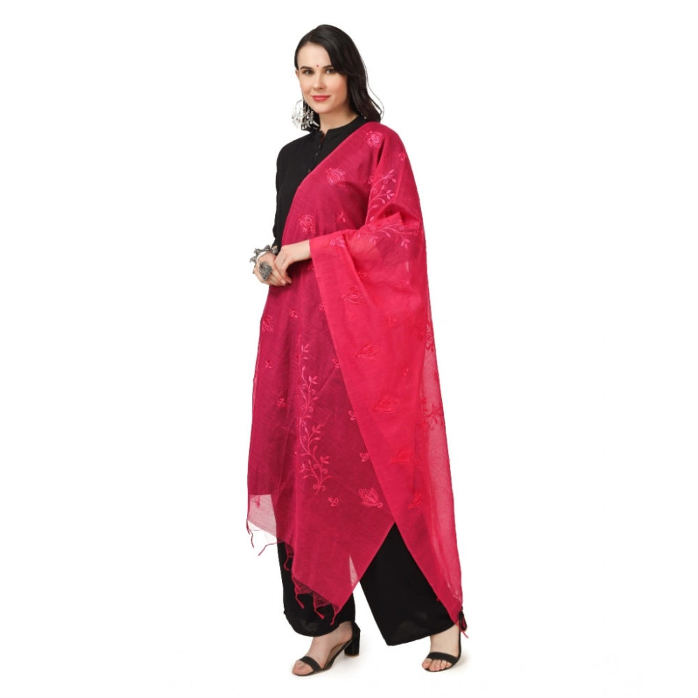 Generic Women's Cotton Embroidered Dupatta (Maroon, Length: 2.25 to 2.50 Mtr) - Image 5