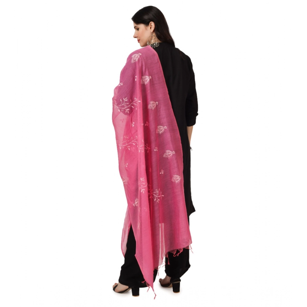 Generic Women's Cotton Embroidered Dupatta (Pink, Length: 2.25 to 2.50 Mtr) - Image 3