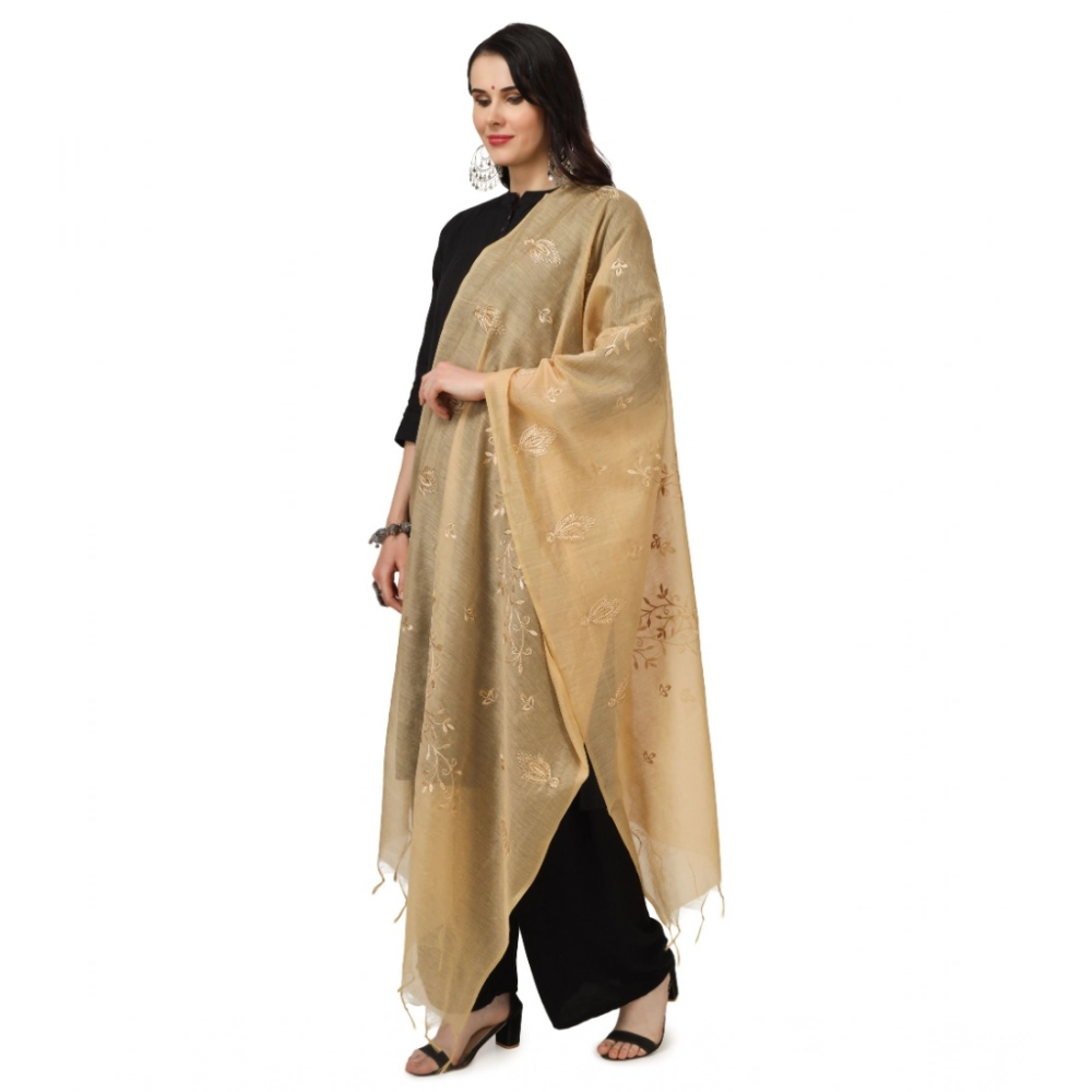 Generic Women's Cotton Embroidered Dupatta (Gold, Length: 2.25 to 2.50 Mtr) - Image 5
