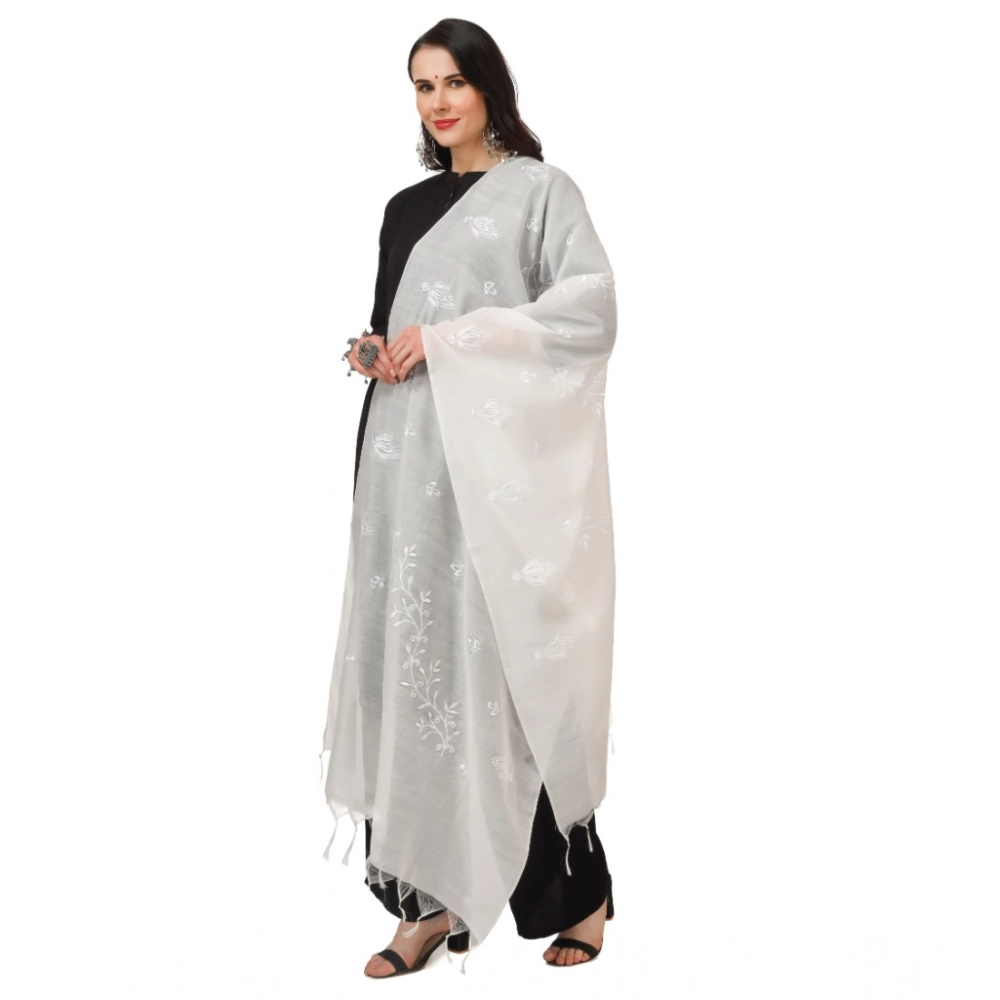 Generic Women's Cotton Embroidered Dupatta (White, Length: 2.25 to 2.50 Mtr) - Image 5
