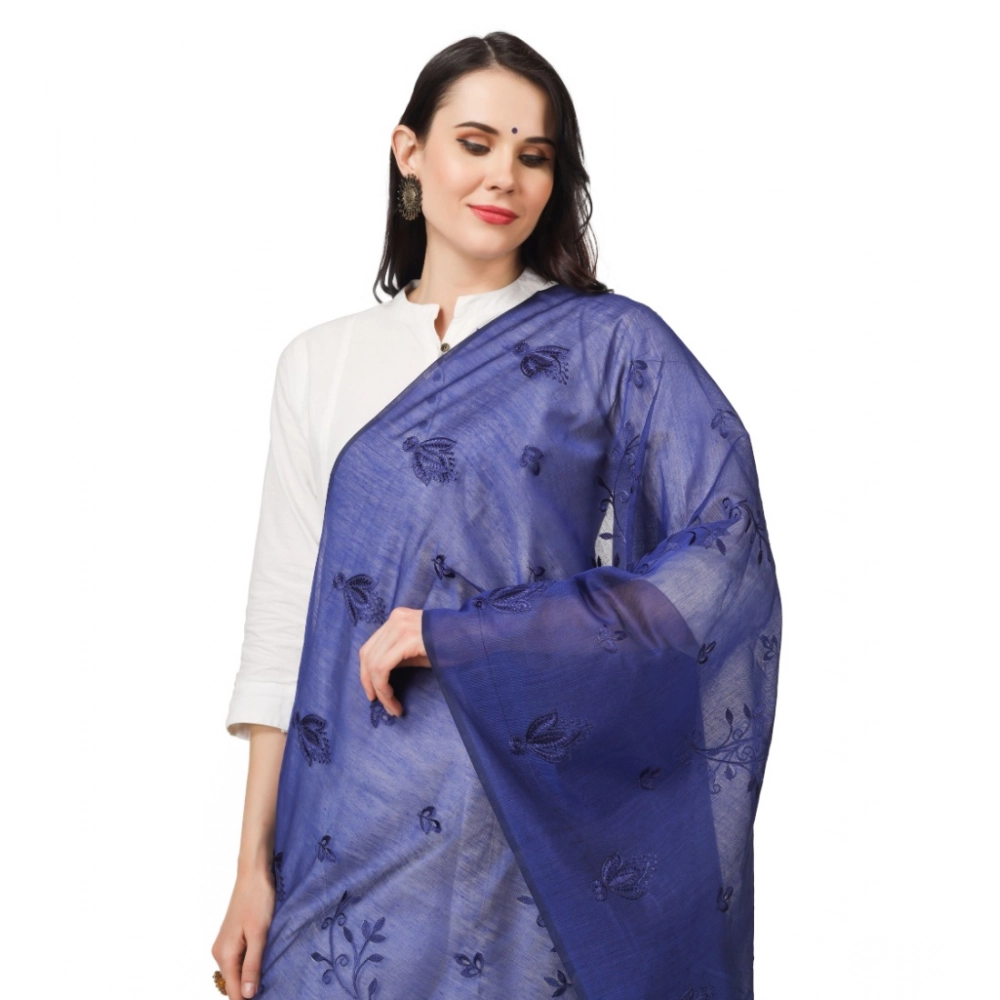 Generic Women's Cotton Embroidered Dupatta (Blue, Length: 2.25 to 2.50 Mtr) - Image 4