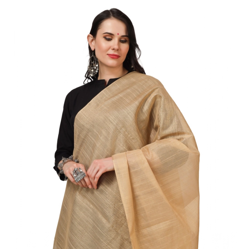 Generic Women's Chanderi Solid Dupatta (Gold, Length: 2.25 to 2.50 Mtr) - Image 4