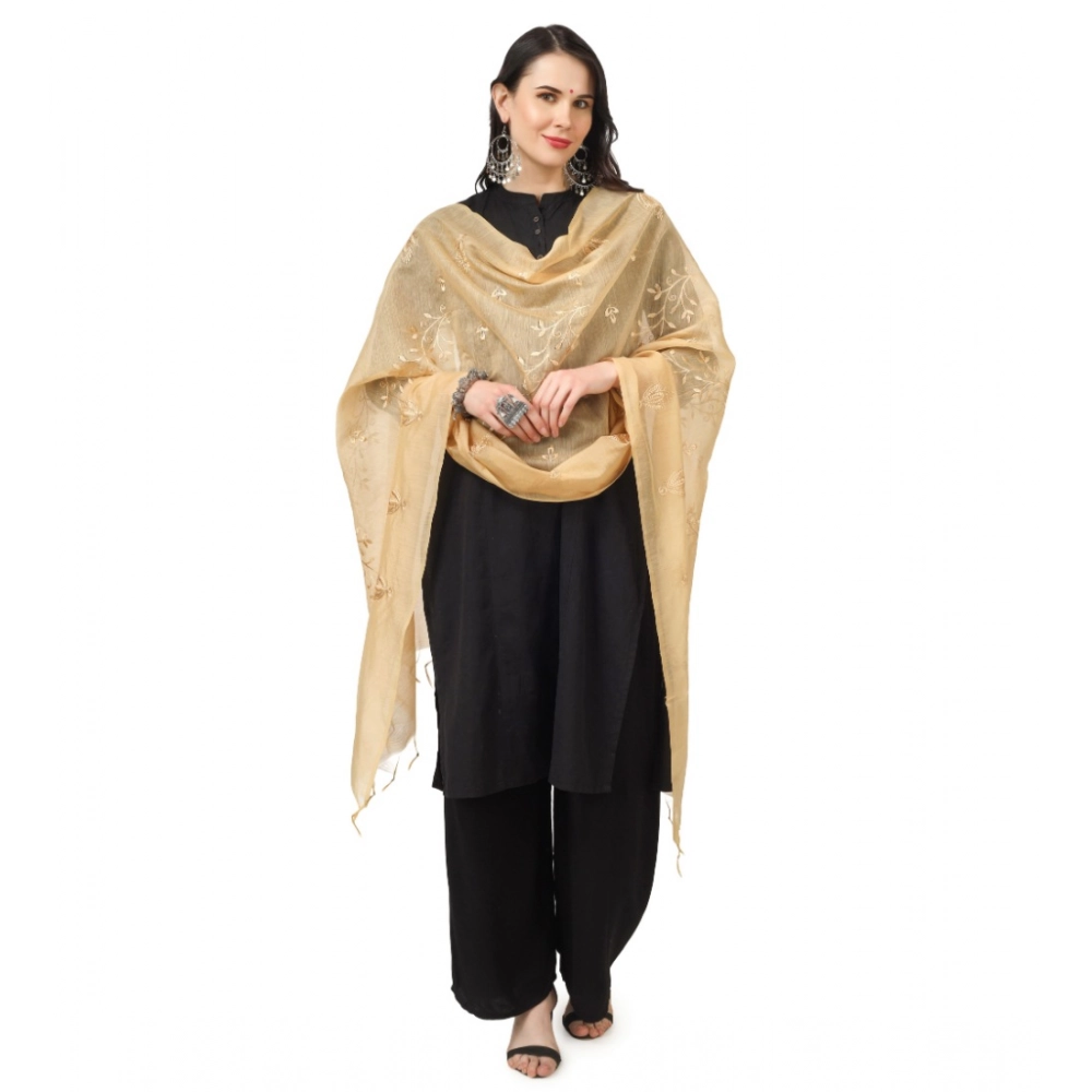 Generic Women's Cotton Embroidered Dupatta (Gold, Length: 2.25 to 2.50 Mtr) - Image 3
