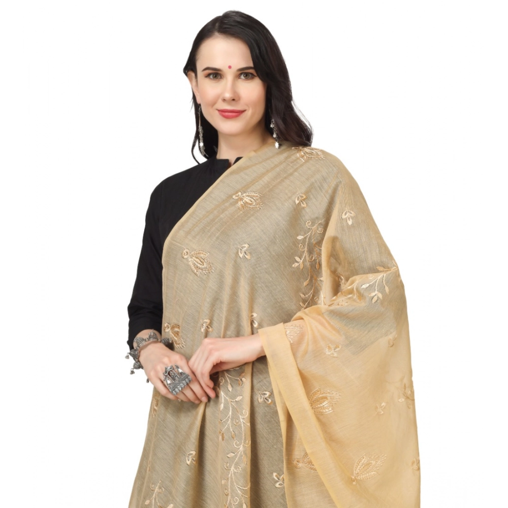Generic Women's Cotton Embroidered Dupatta (Gold, Length: 2.25 to 2.50 Mtr) - Image 4