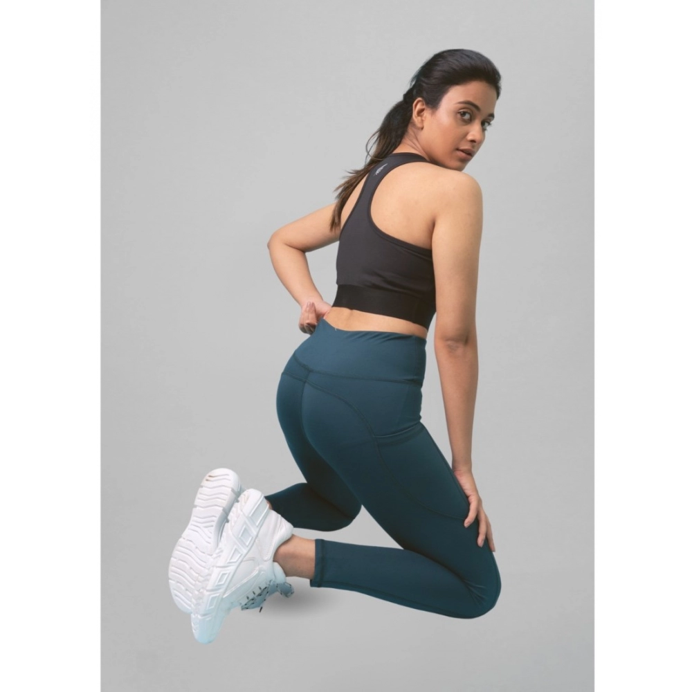 Generic Women's Polyster Solid Sport Leggings (Blue) - Image 3
