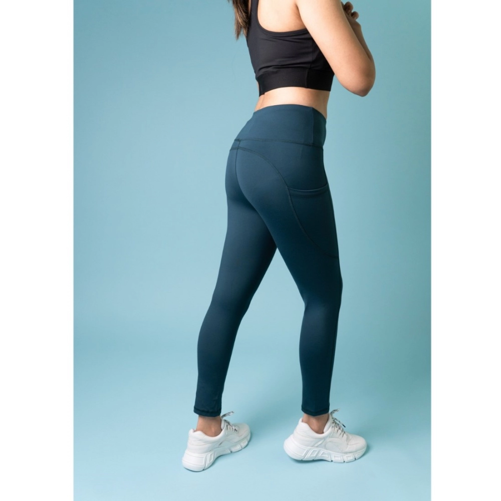 Generic Women's Polyster Solid Sport Leggings (Blue) - Image 4