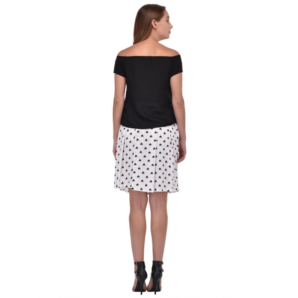 Generic Women's Cotton Blend Solid Short Sleeves Dress (Black) - Image 2