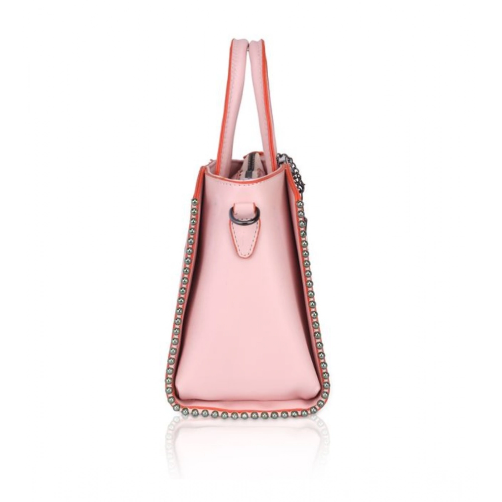 Generic Women's Faux Leather Metal Beads Handbag (Pink) - Image 5