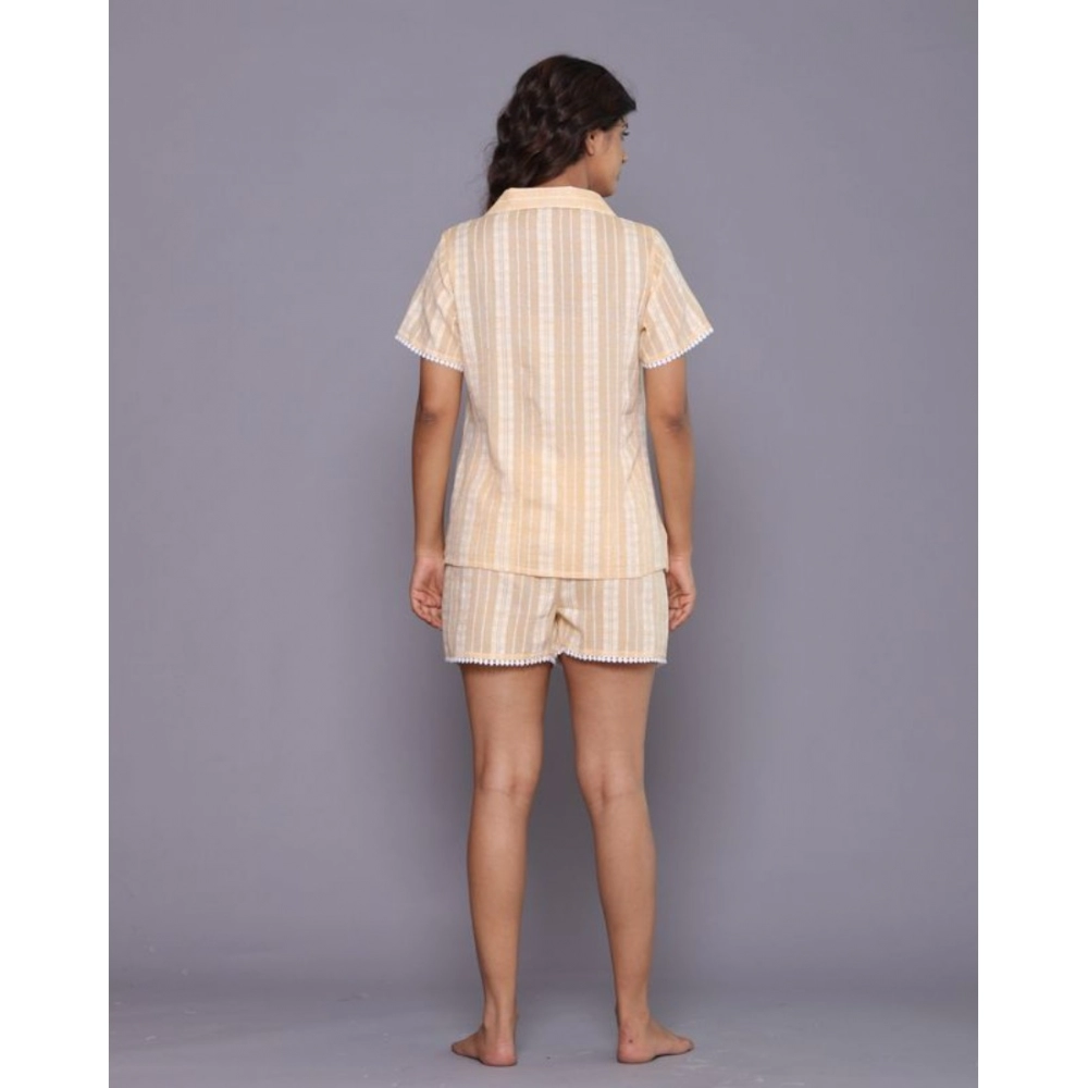 Generic Women's Casual Cotton Short Sleeve Short Night Suit Set (Yellow) - Image 6