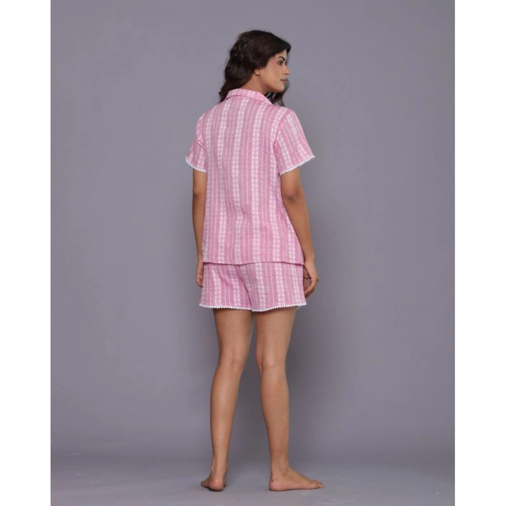 Generic Women's Casual Cotton Short Sleeve Short Night Suit Set (Pink) - Image 6