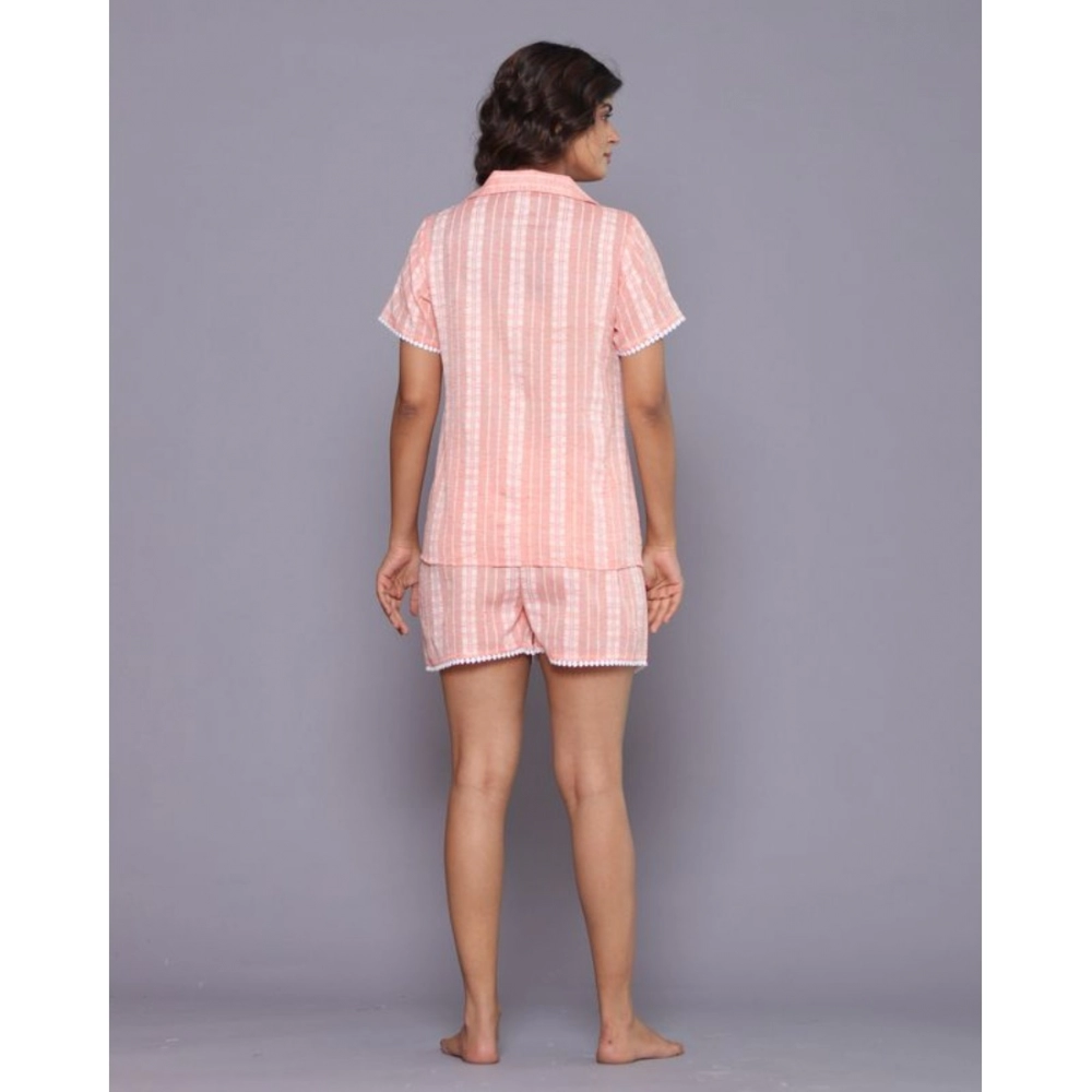 Generic Women's Casual Cotton Short Sleeve Short Night Suit Set (Orange) - Image 6