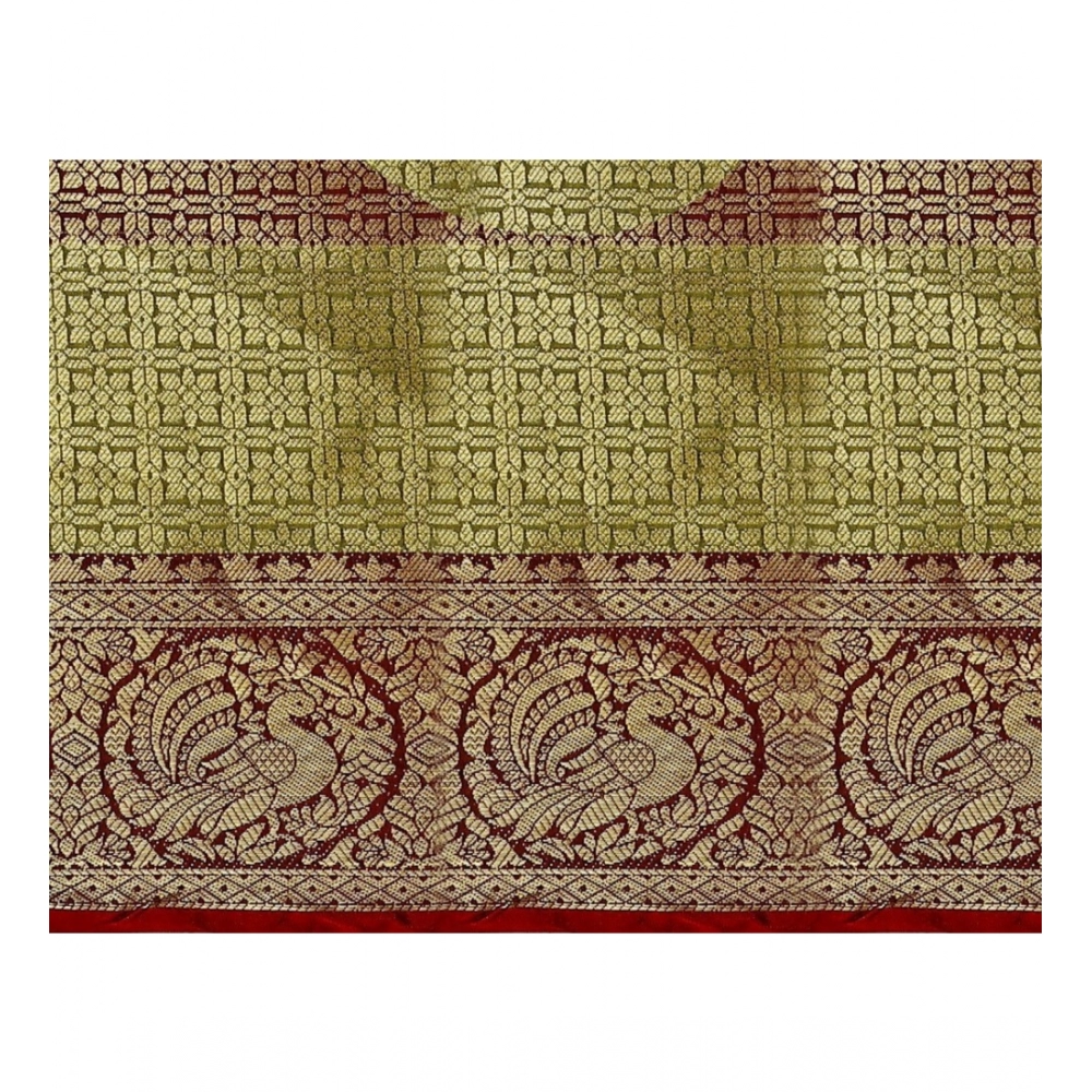 Generic Women's Jacquard Woven Saree With Unstitched Blouse 5.5Mtr (Multicolor) - Image 2