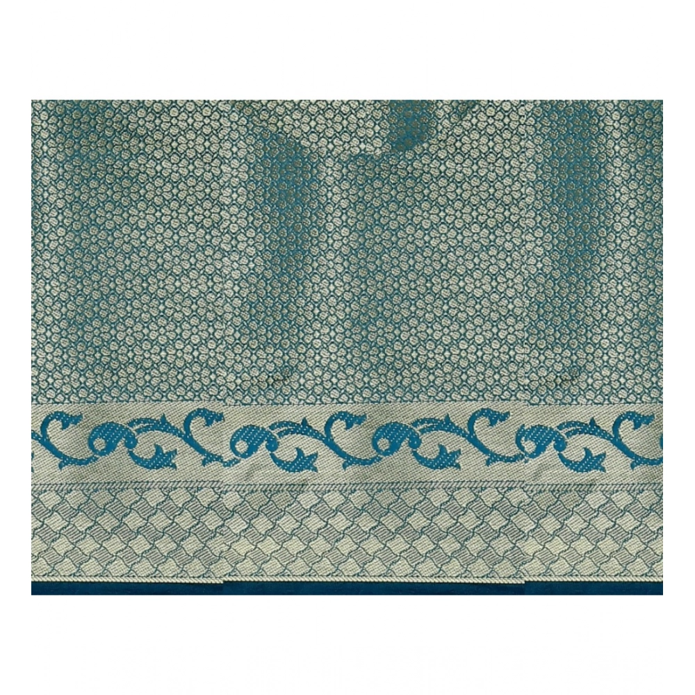 Generic Women's Jacquard Woven Saree With Unstitched Blouse 5.5Mtr (Multicolor) - Image 2