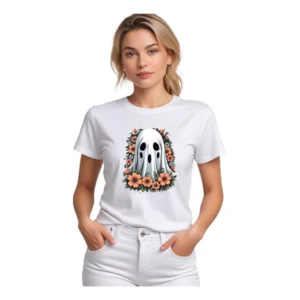 Generic Women's Polyester Solid Printed Round Neck Half Sleeve T-shirt (White)