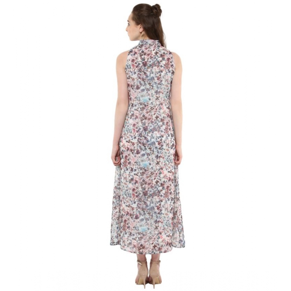 Generic Women's Polyester Chiffon Printed Sleeveless Dress (Multicolor) - Image 7