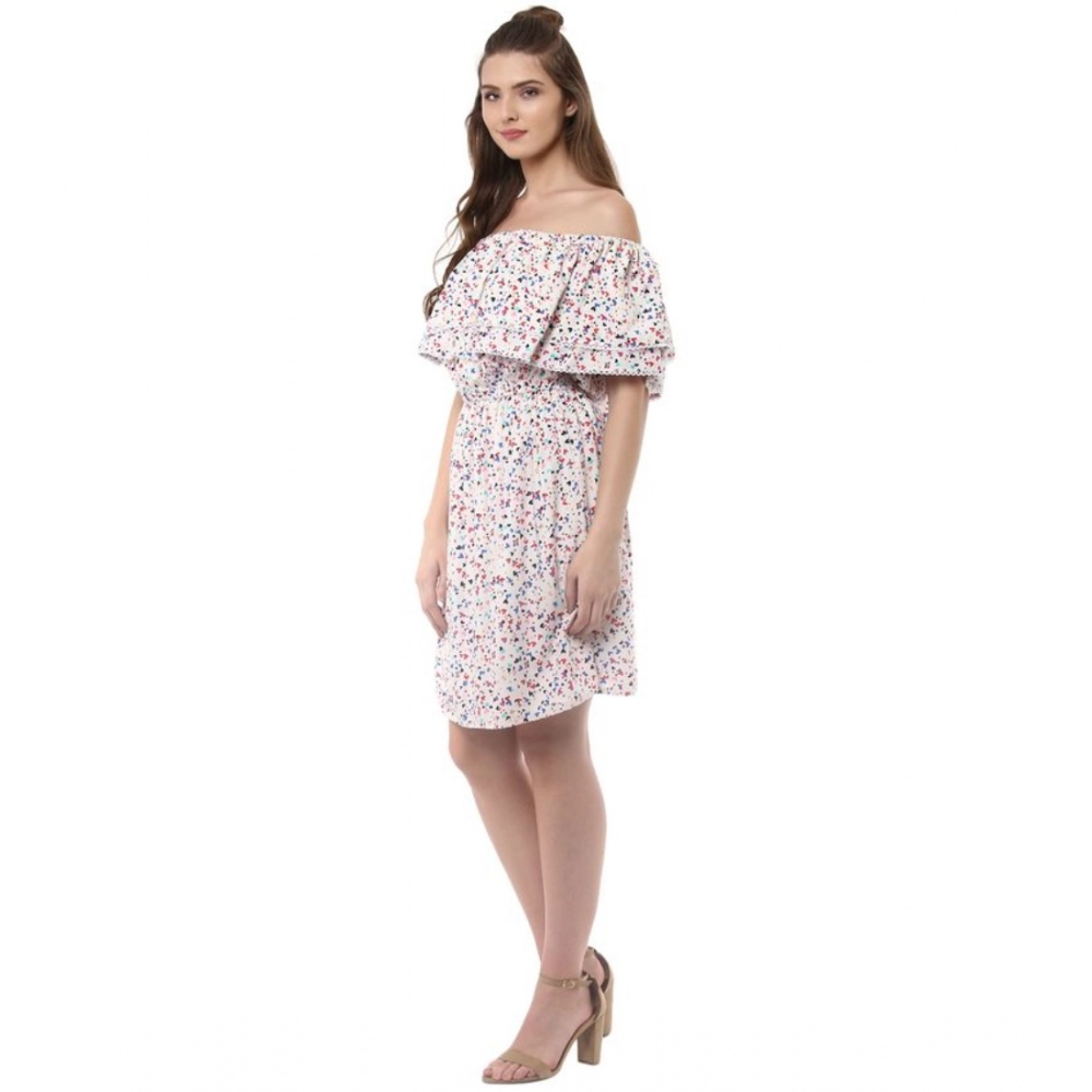 Generic Women's Rayon Floral Half Sleeve Above Knee Dress (Multicolor) - Image 3