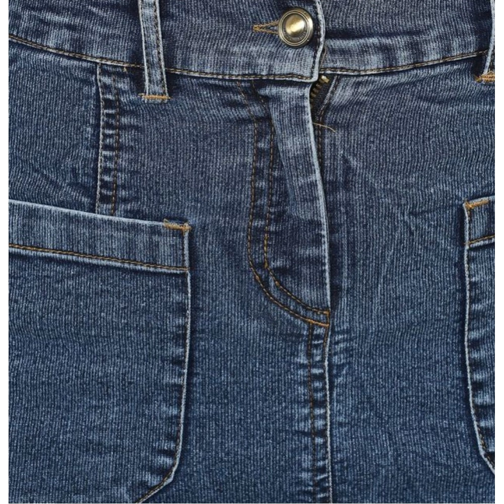 Generic Women's Denim Front Pocket Buttoned Skirt (Blue) - Image 2