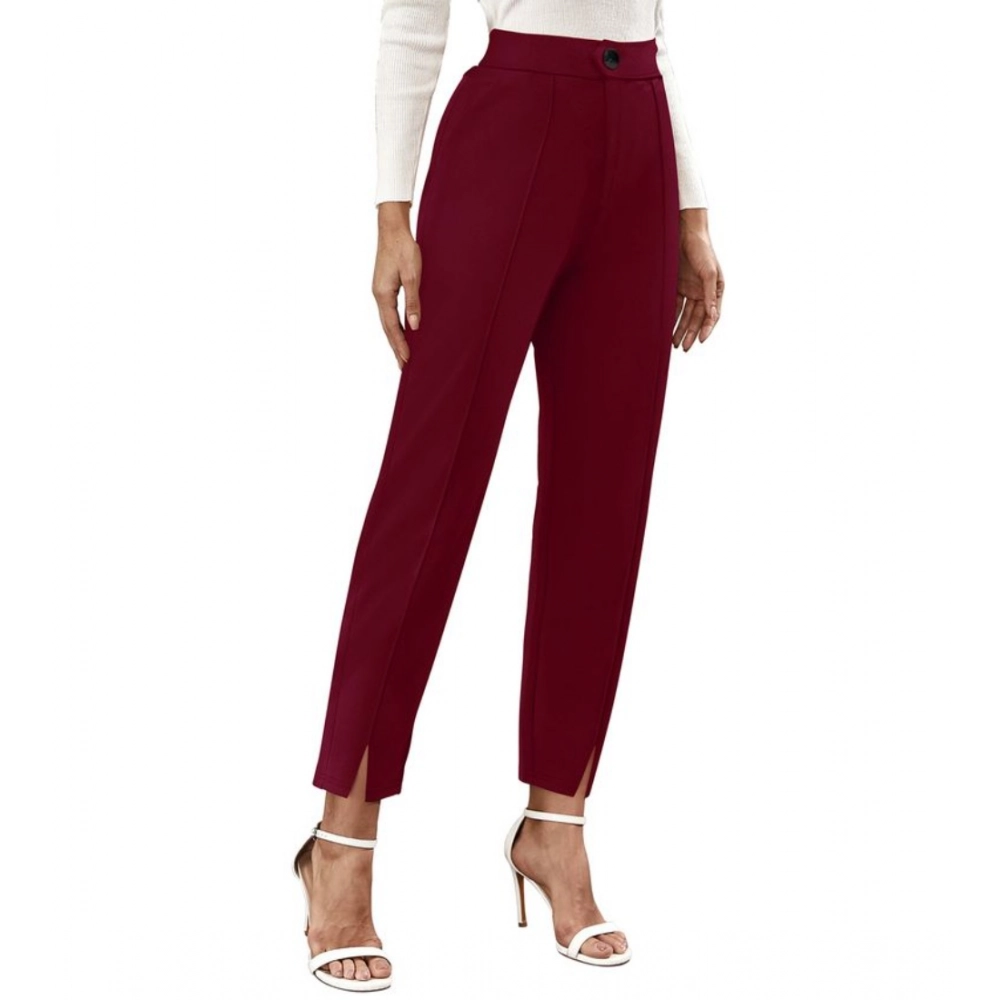 Generic Women's Polyester Solid With Pocket Pant (Maroon) - Image 5