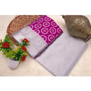 Generic Women's Soft Lichi Silk Printed Saree With Unstitched Blouse 5.5Mtr (Pink)
