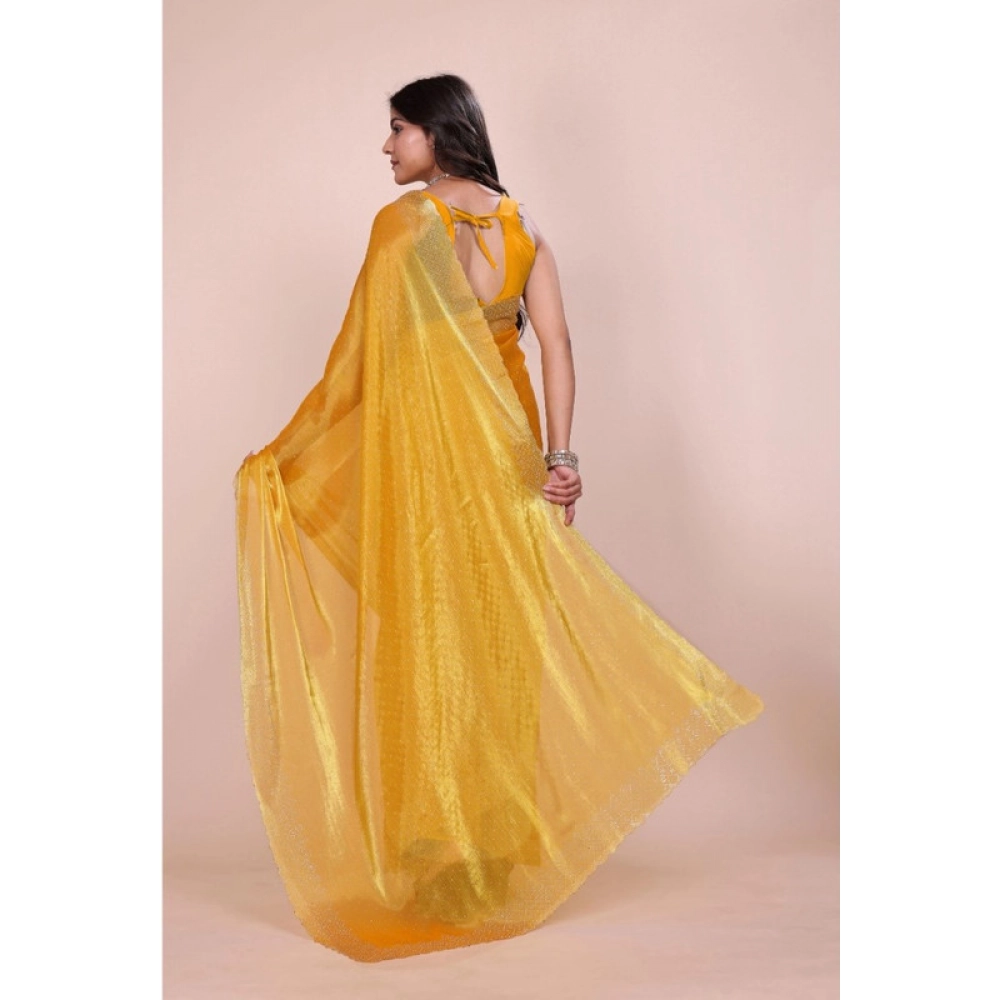 Generic Women's Jimmy choo Embellished Bollywood Saree With Unstitched Blouse 5.5Mtr (Mustard) - Image 2