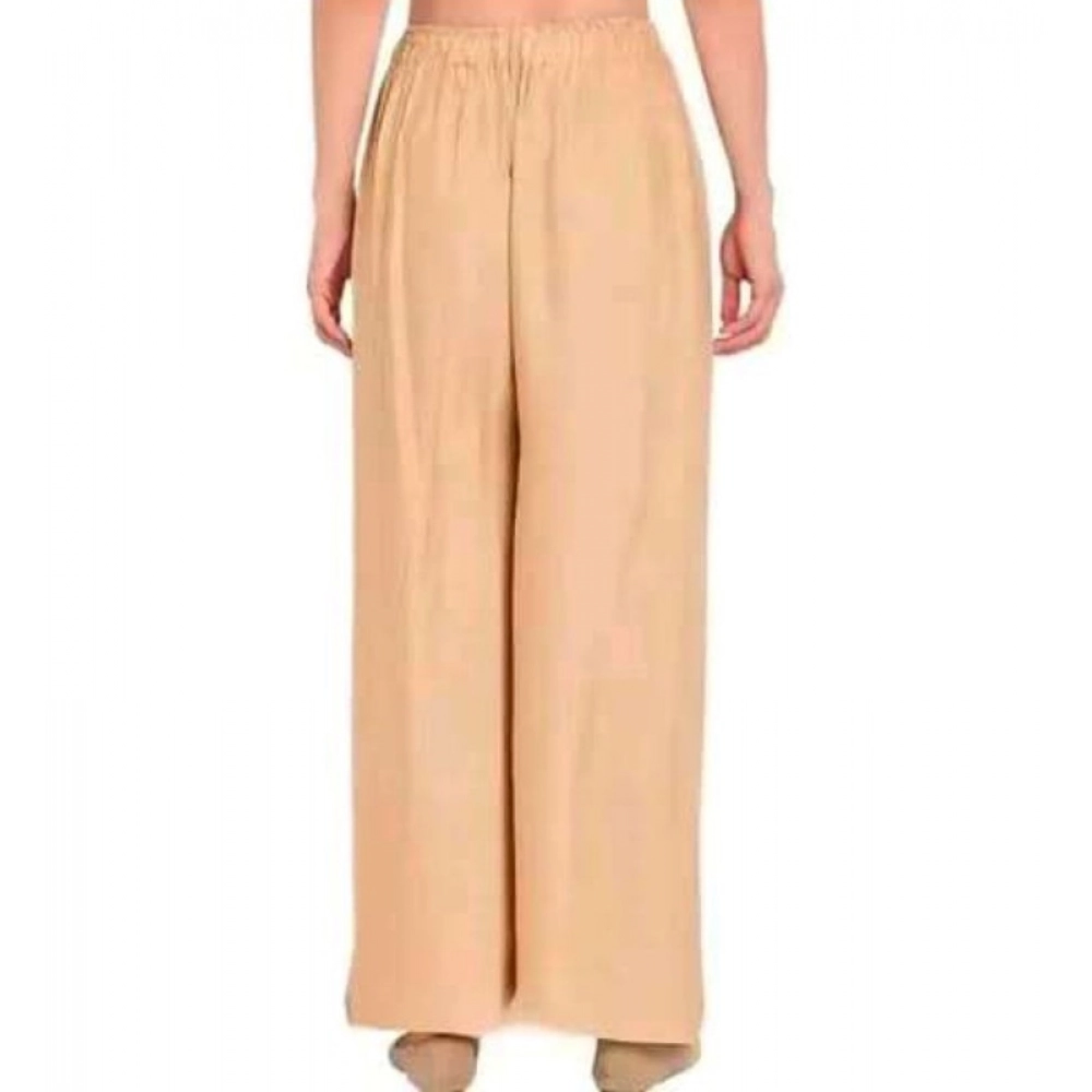 Generic Women's Casual Rayon Solid Ankle Length Palazzo (Golden , Free Size) - Image 2