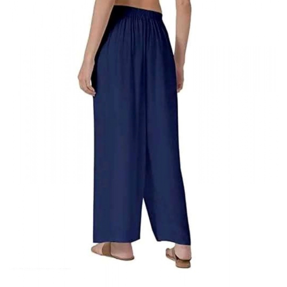 Generic Women's Casual Rayon Solid Ankle Length Palazzo (Navy Blue , Free Size) - Image 2
