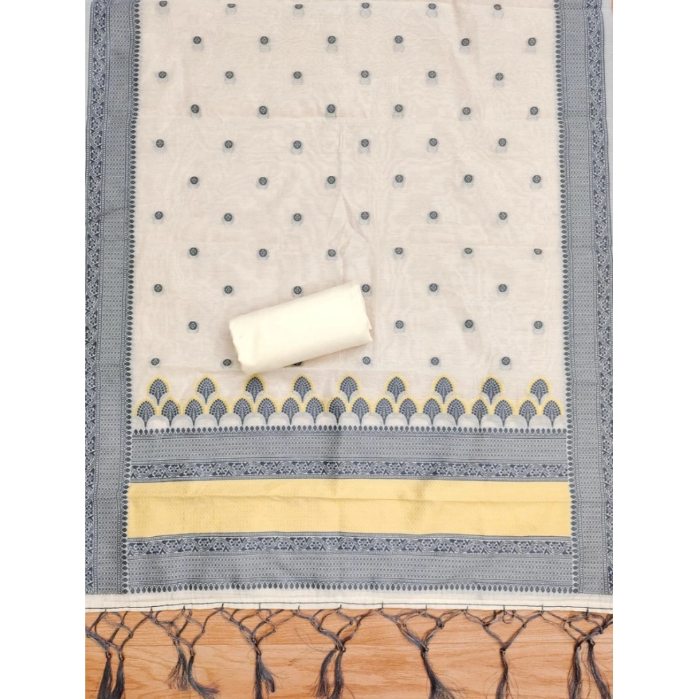Generic Women's Banarasi Silk Printed Unstitched Salwar Suit Material With Dupatta (Grey, 3Mtrs) - Image 2