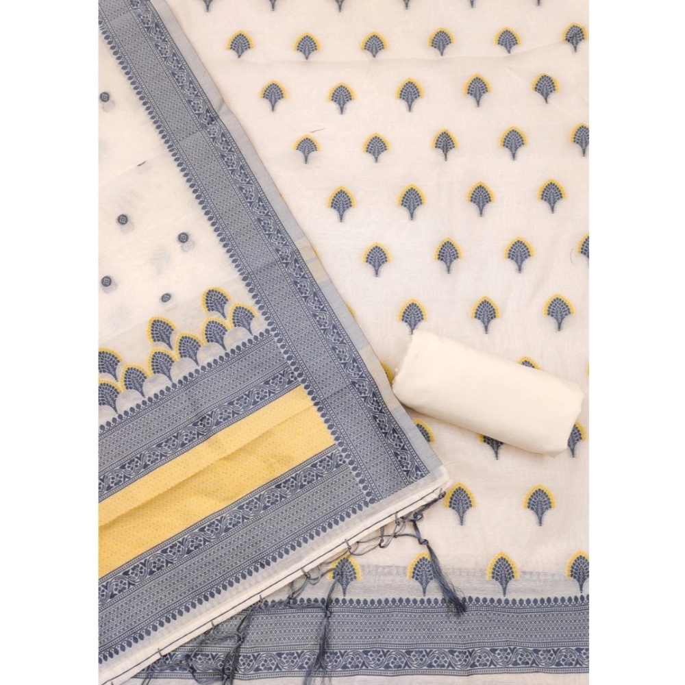 Generic Women's Banarasi Silk Printed Unstitched Salwar Suit Material With Dupatta (Grey, 3Mtrs) - Image 3