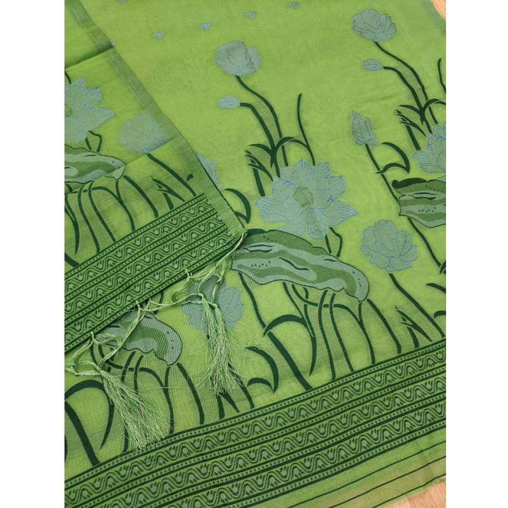 Generic Women's Banarasi Silk Printed Unstitched Salwar Suit Material With Dupatta (Pista, 3Mtrs) - Image 2