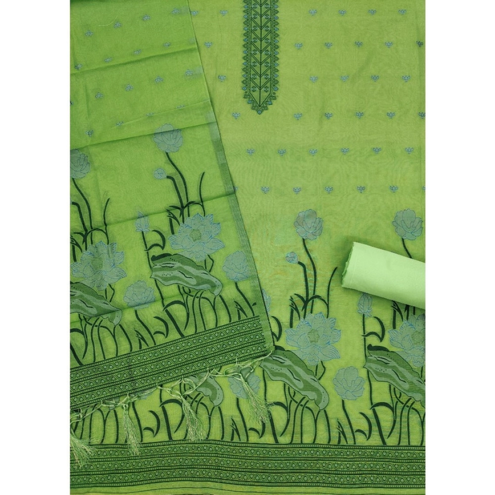 Generic Women's Banarasi Silk Printed Unstitched Salwar Suit Material With Dupatta (Pista, 3Mtrs) - Image 3
