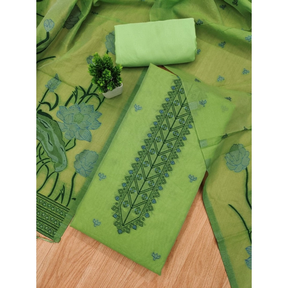 Generic Women's Banarasi Silk Printed Unstitched Salwar Suit Material With Dupatta (Pista, 3Mtrs) - Image 4