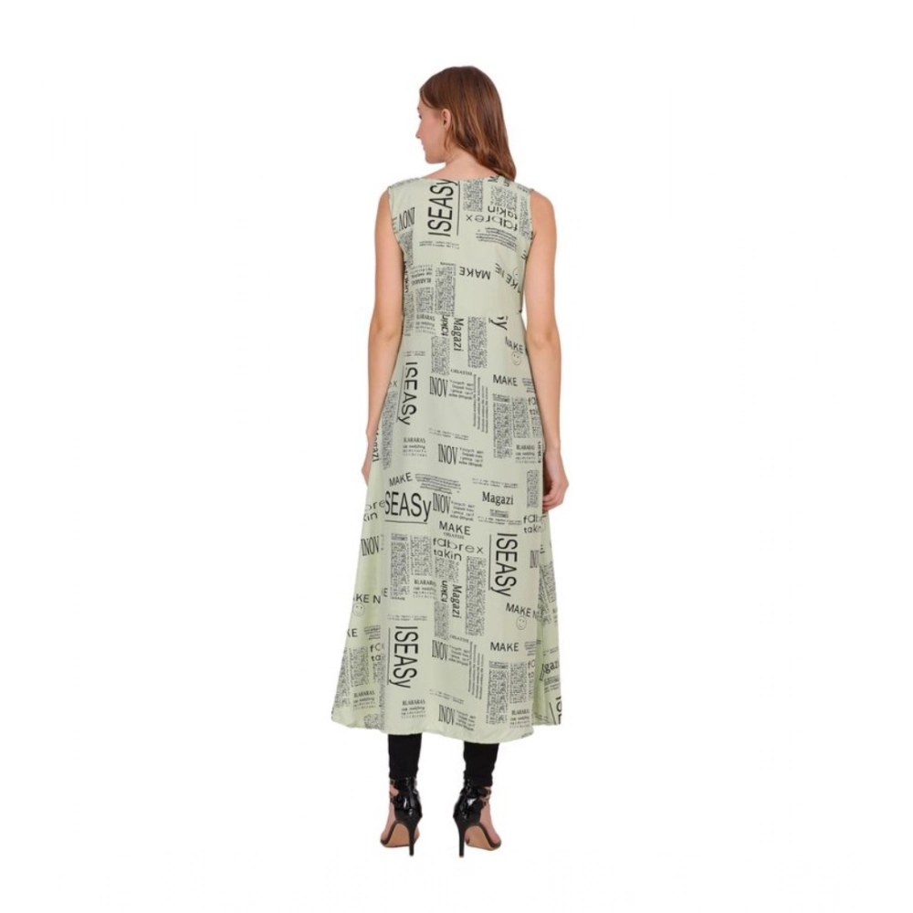Generic Women's Casual Crepe Sleeveless Slit Dress (Light Green) - Image 3